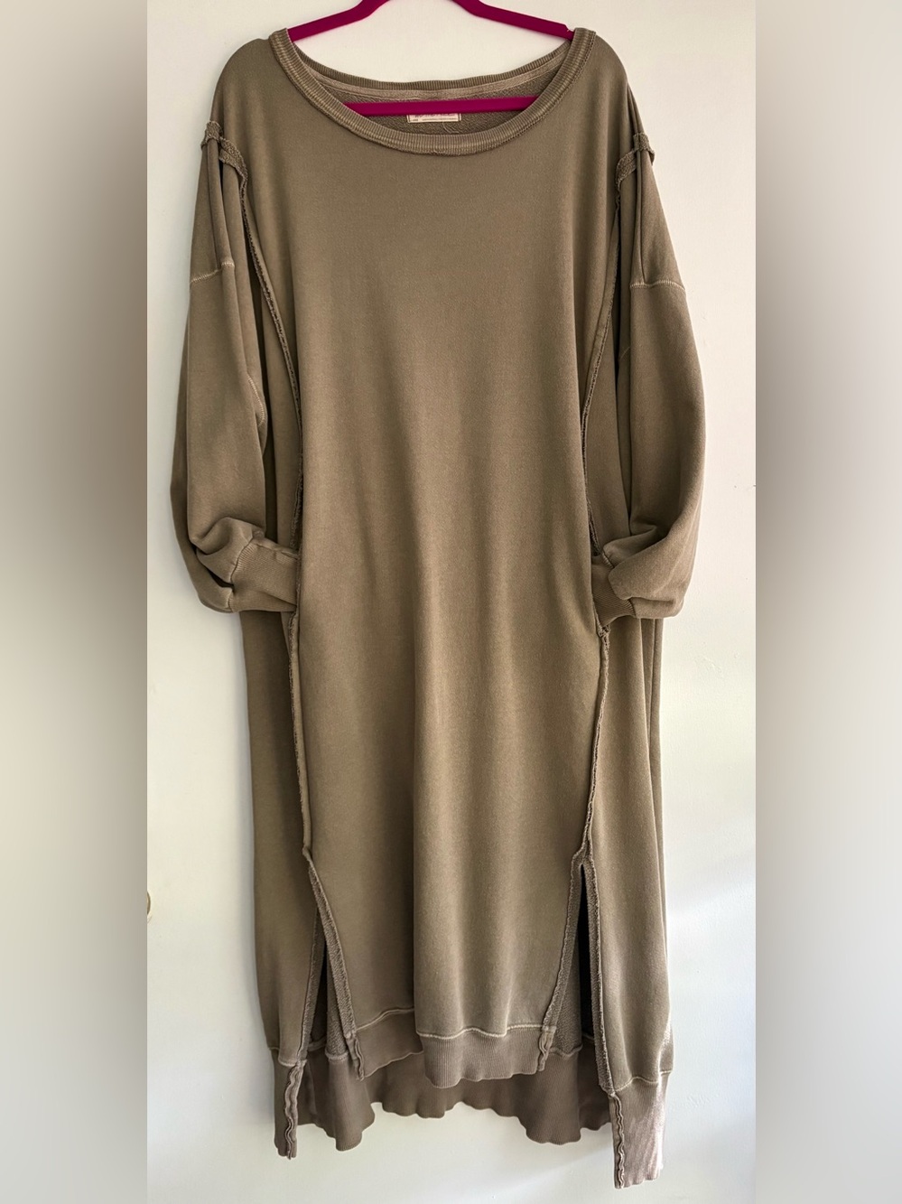 We the Free Camden Maxi Sweatshirt w/pockets🔥Olive green •Large • Free People - Picture 5 of 13